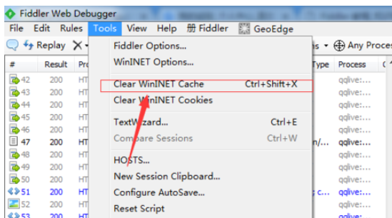 Fiddler如何清除浏览器记录