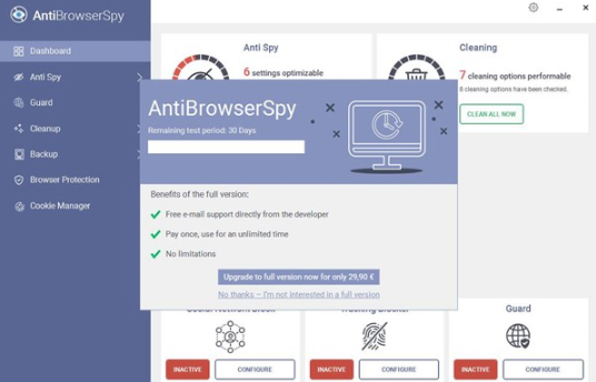 Abelssoft AntiBrowserSpy(浏览器隐私保护工具)软件截图-1