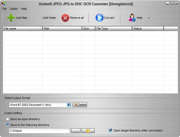 Aostsoft JPEG JPG to DOC OCR Converter软件截图-1