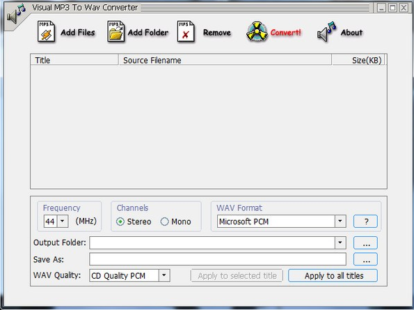 Visual MP3 To WAV Converter(MP3转WAV工具)软件截图-1