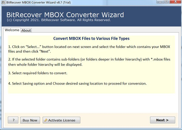 BitRecover MBOX Converter Wizard(MBOX邮件转换工具)软件截图-1