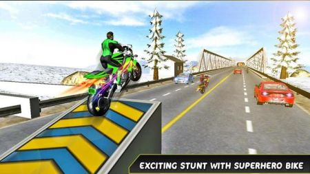 超级3D公路摩托特技Super 3D Highway Bike Stunt游戏截图-1